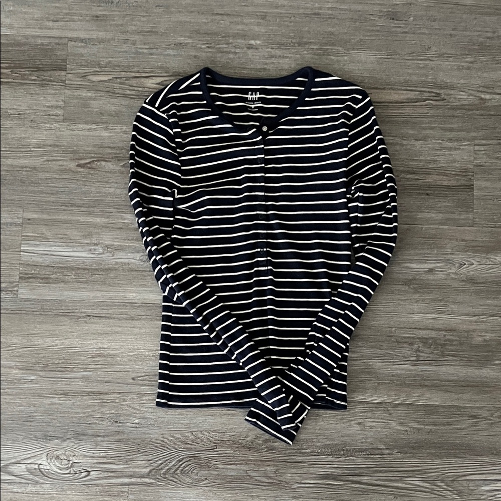 GAP Navy and White Striped Top